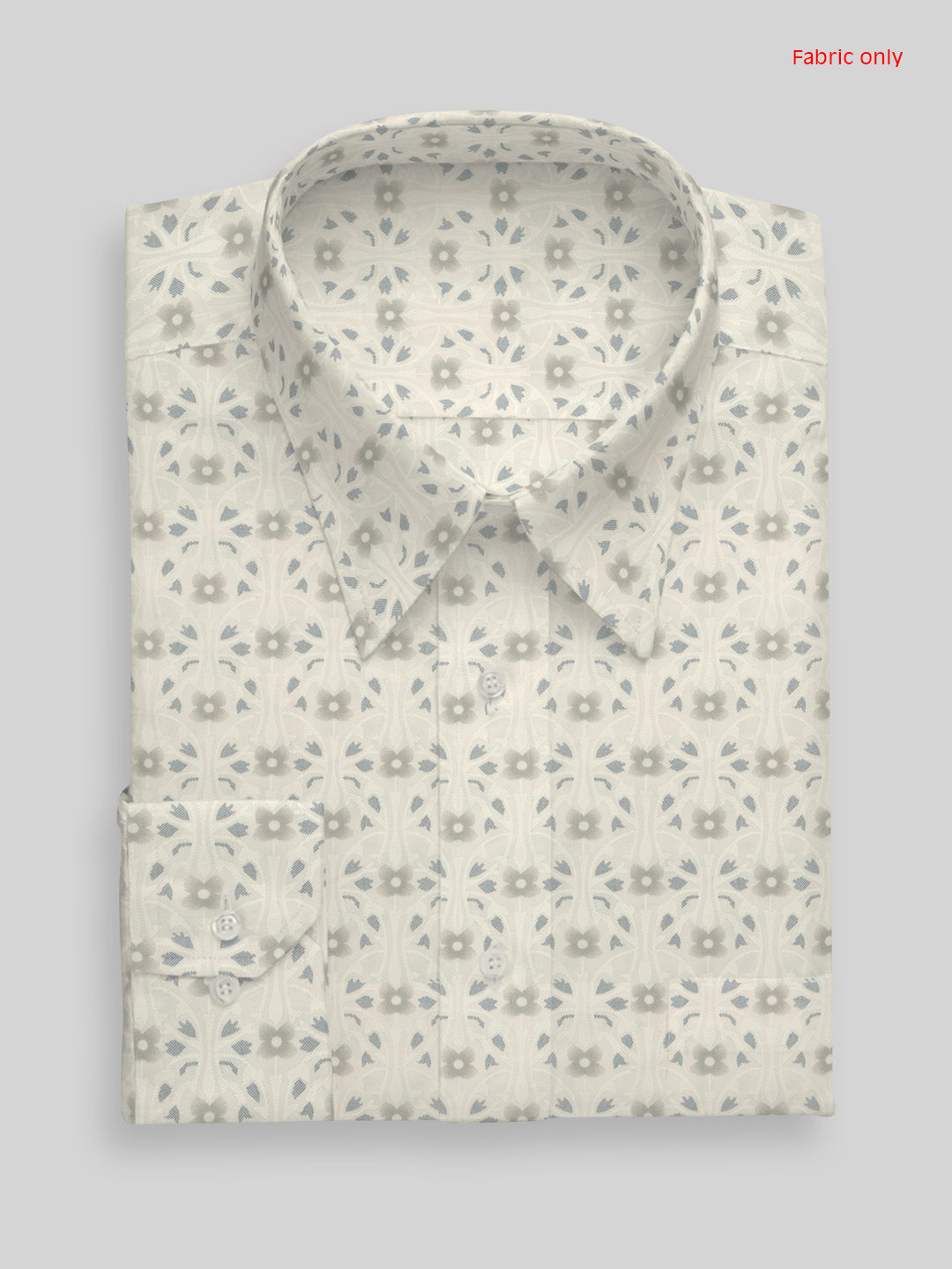 Men Cotton Rich OffWhite Printed Shirt Fabric Oslo Print