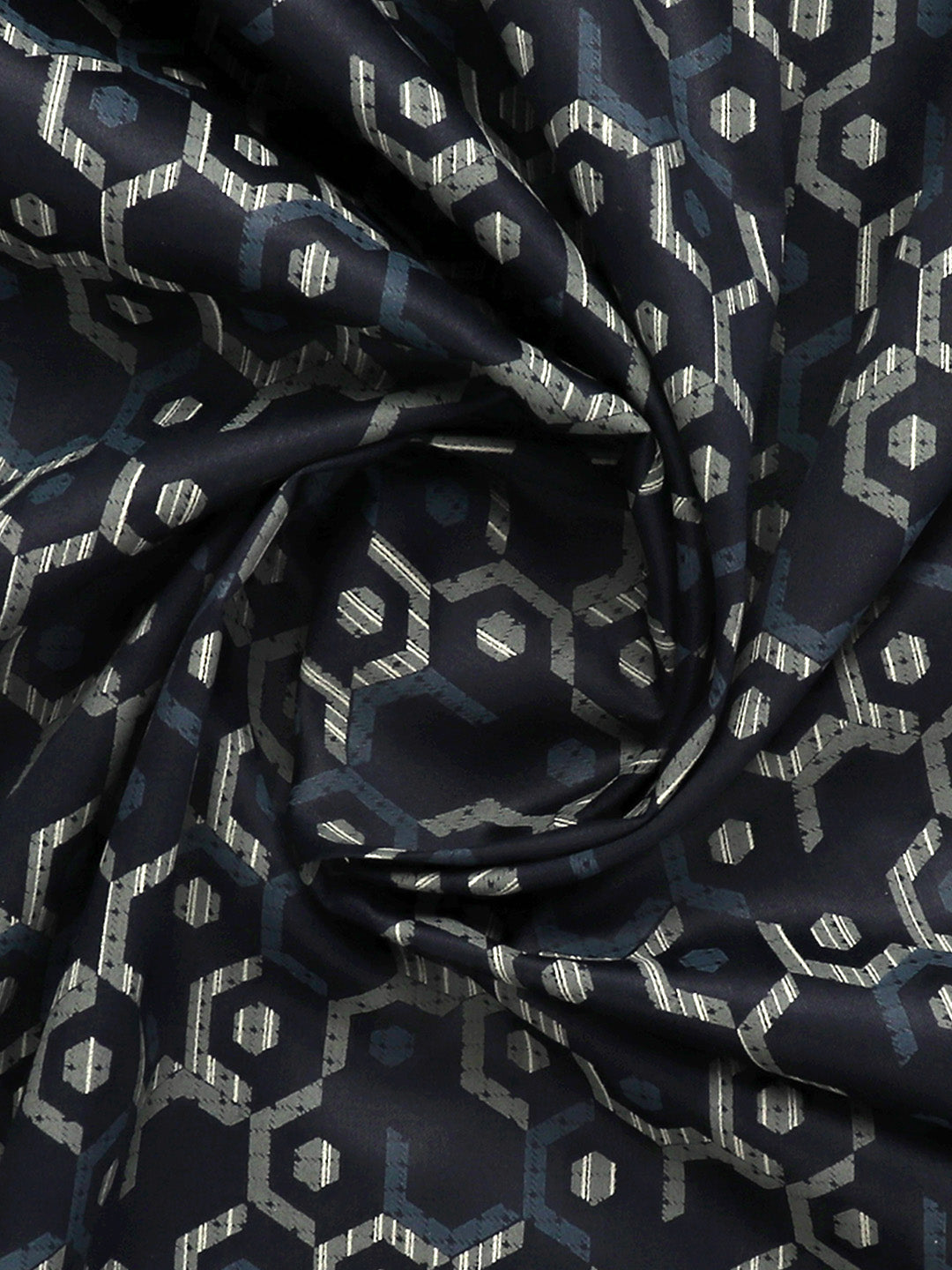 Cotton Rich Printed Shirt Fabric Blue Oslo