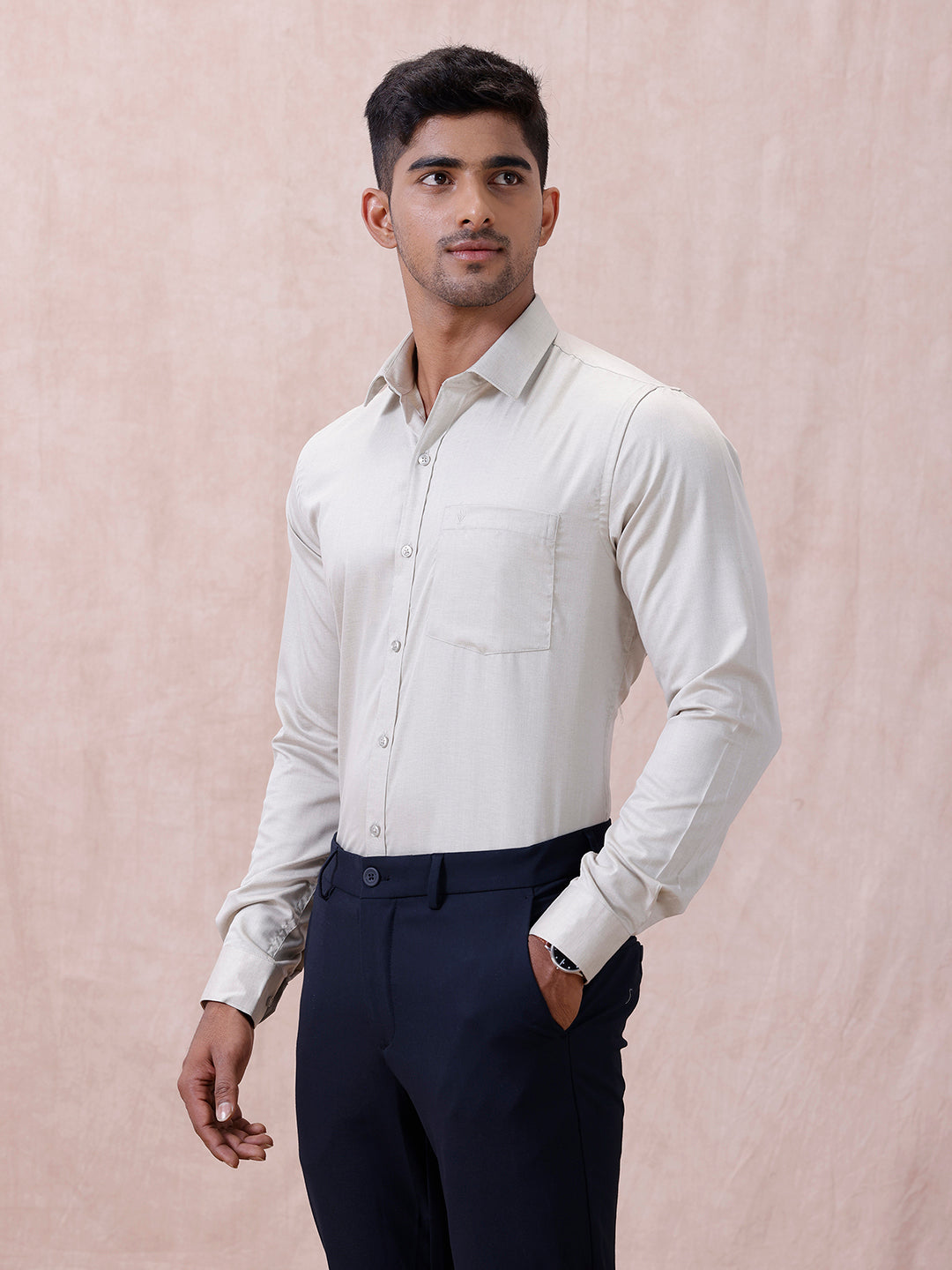 Men Cotton Rich Shirt Lt Teal Green T61 AKT2