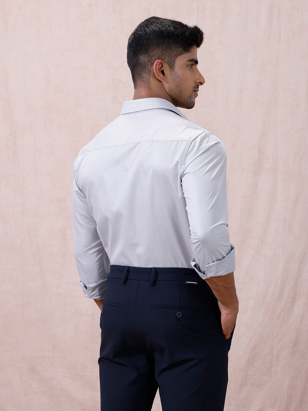 Men Cotton Rich Shirt LT Blue Grey T61 AKT6