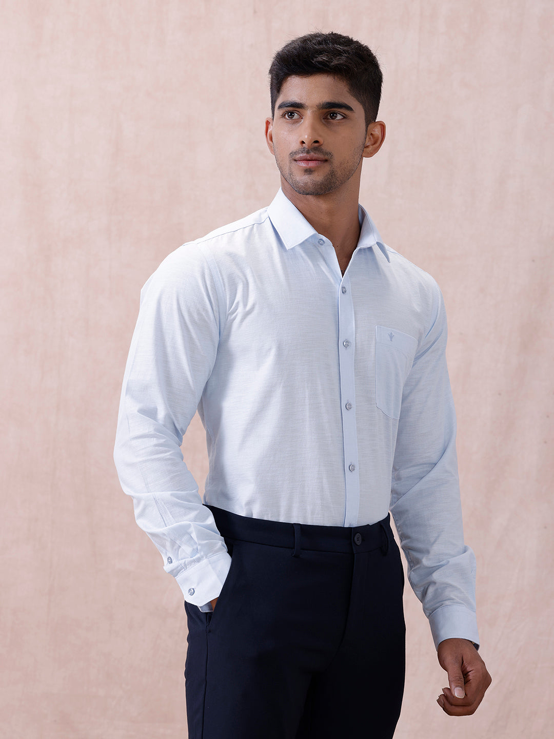 Men Cotton Rich Shirt Light Sky Blue T64 ANT1