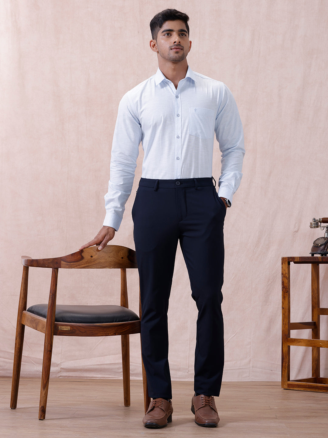 Men Cotton Rich Shirt Light Sky Blue T64 ANT1