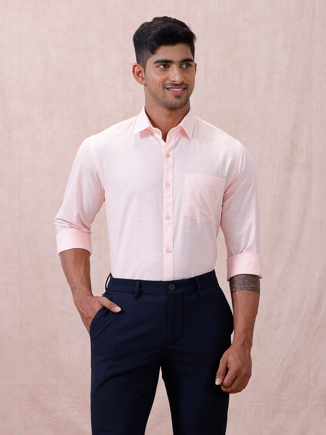 Men Cotton Rich Shirt LT Pinky Orange T64 ANT2