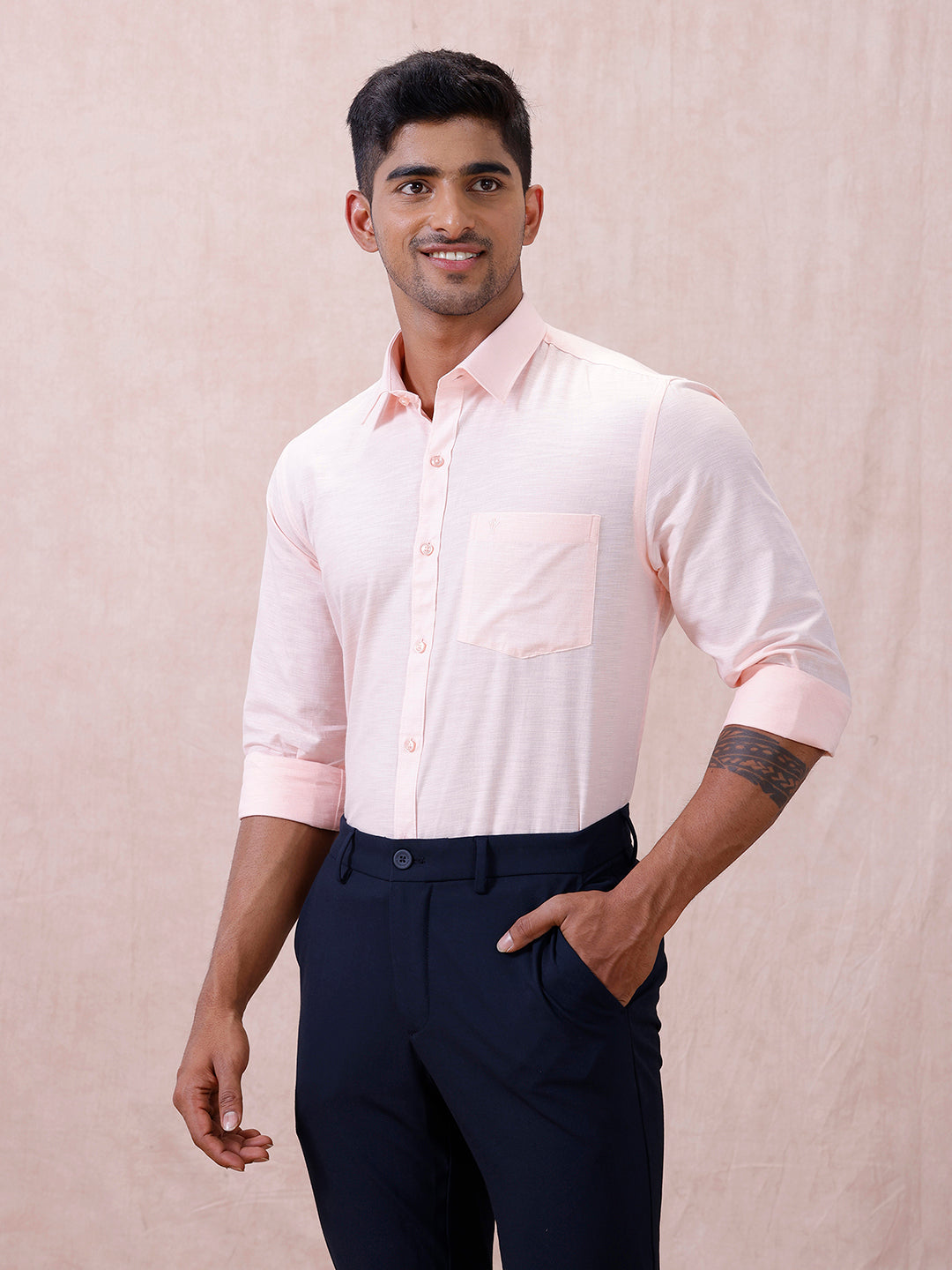 Men Cotton Rich Shirt LT Pinky Orange T64 ANT2