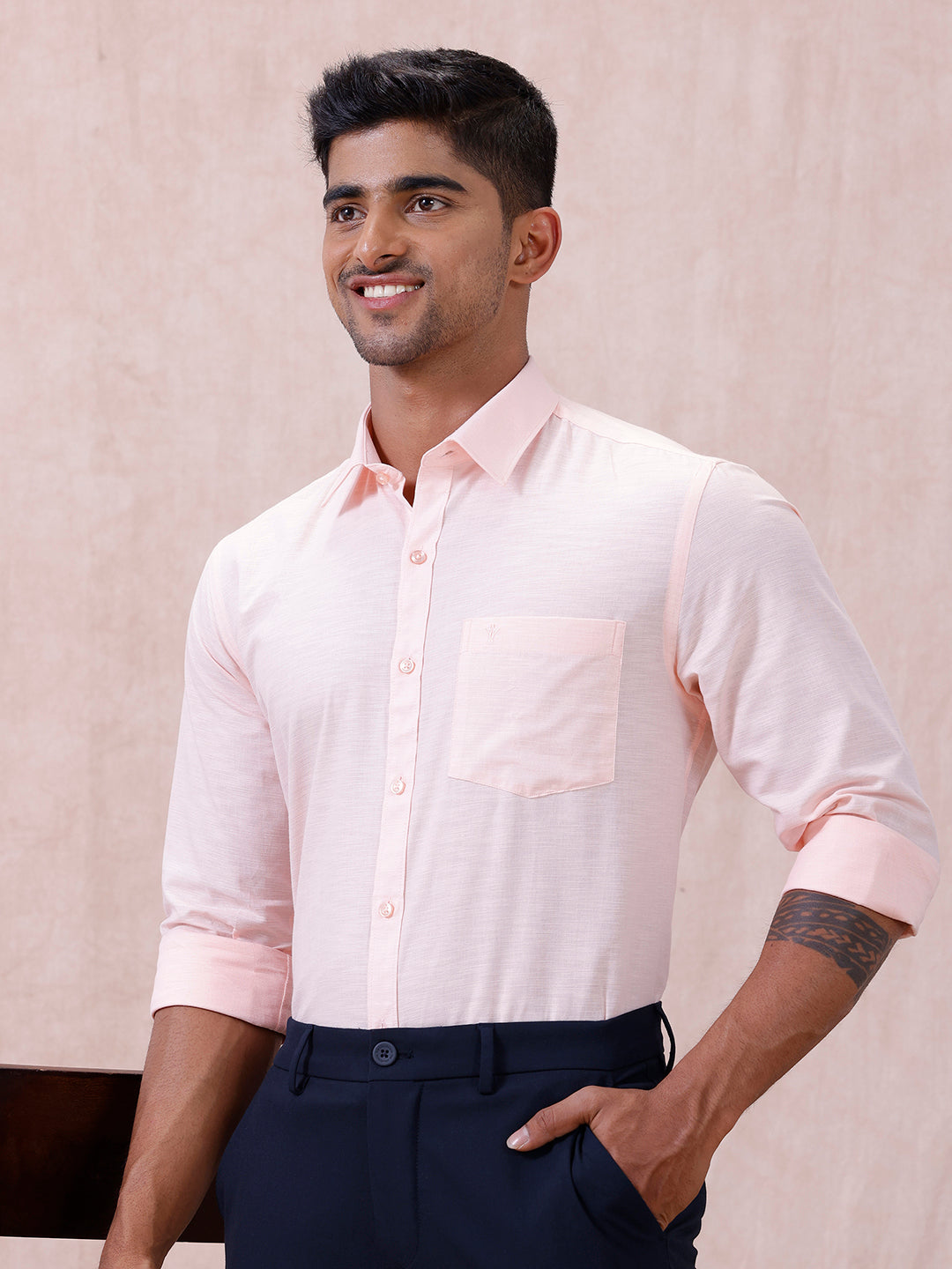 Men Cotton Rich Shirt LT Pinky Orange T64 ANT2