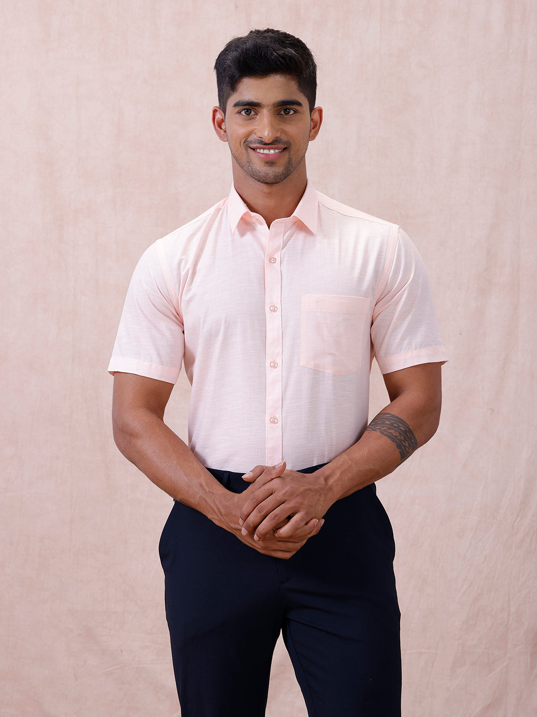 Men Cotton Rich Shirt LT Pinky Orange T64 ANT2