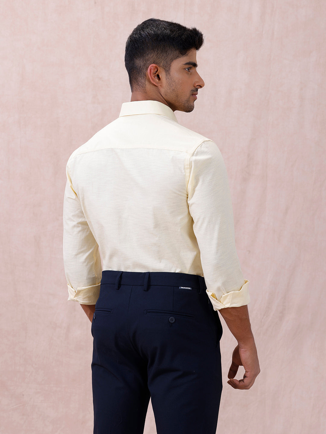 Men Cotton Rich Shirt LT Pale Yellow T64 ANT3