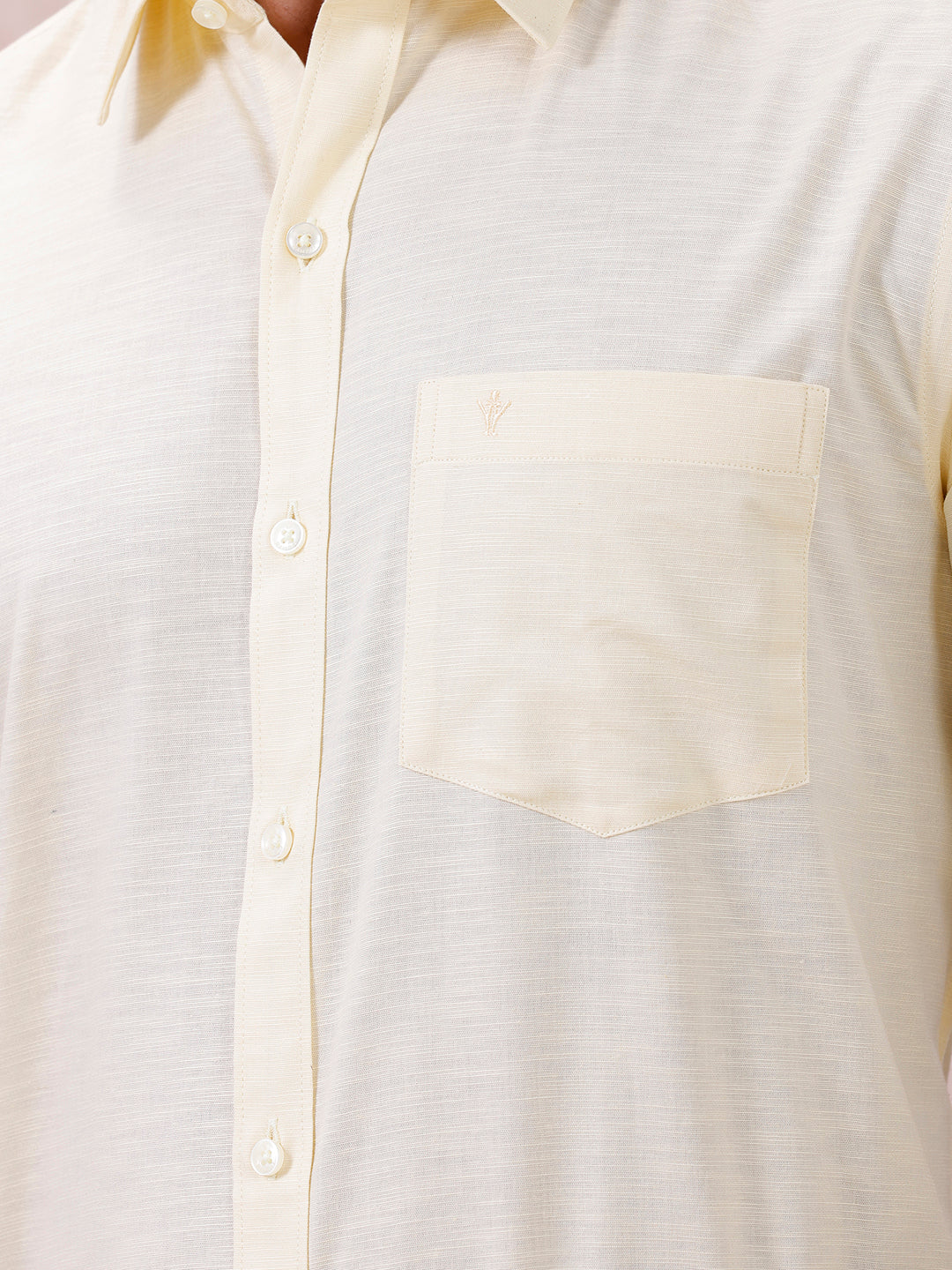 Men Cotton Rich Shirt LT Pale Yellow T64 ANT3