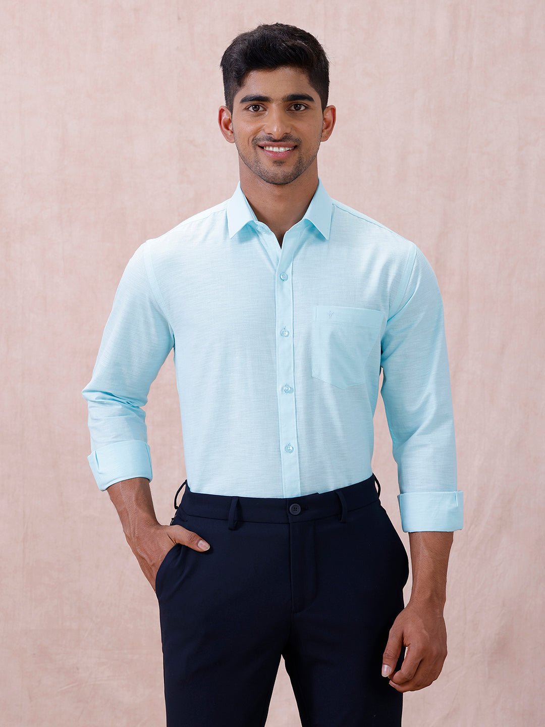 Men Cotton Rich Shirt LT Mint Green T64 ANT4