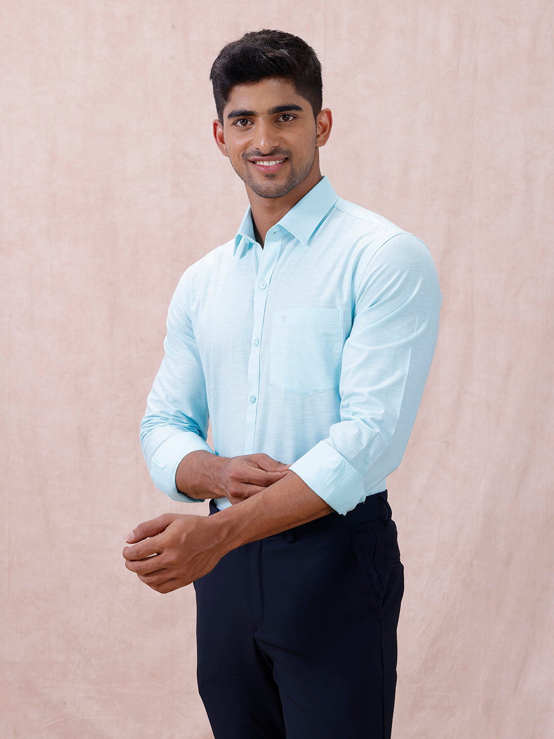 Men Cotton Rich Shirt LT Mint Green T64 ANT4