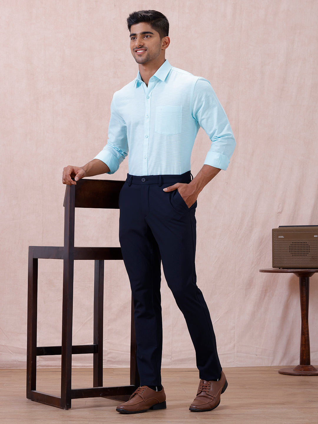 Men Cotton Rich Shirt LT Mint Green T64 ANT4