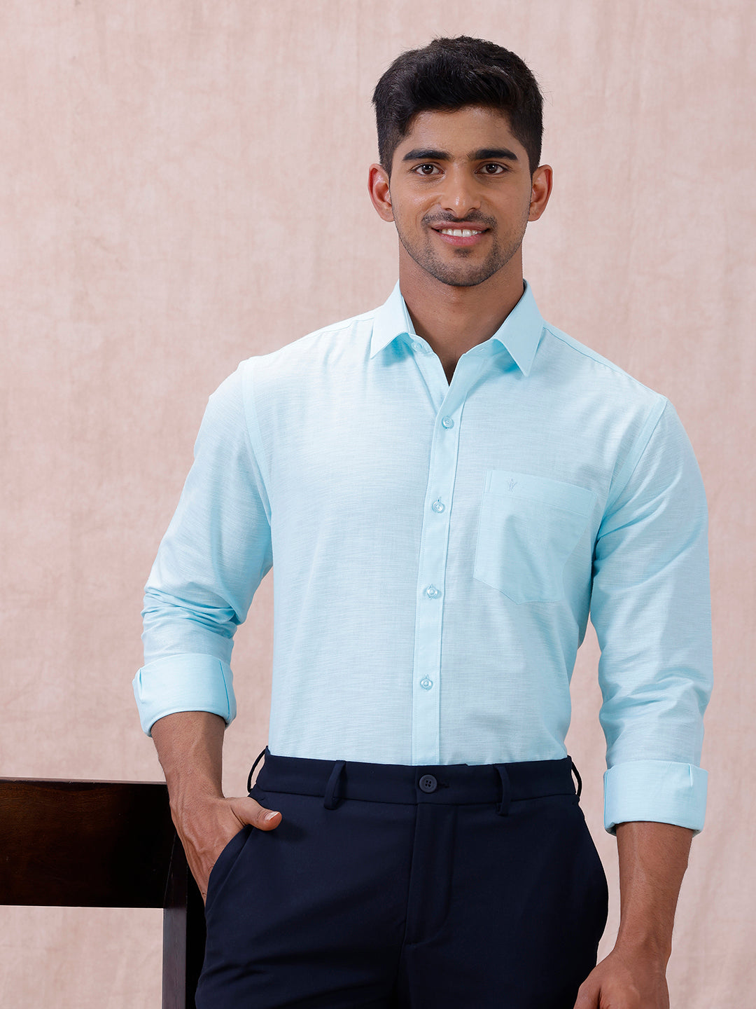 Men Cotton Rich Shirt LT Mint Green T64 ANT4