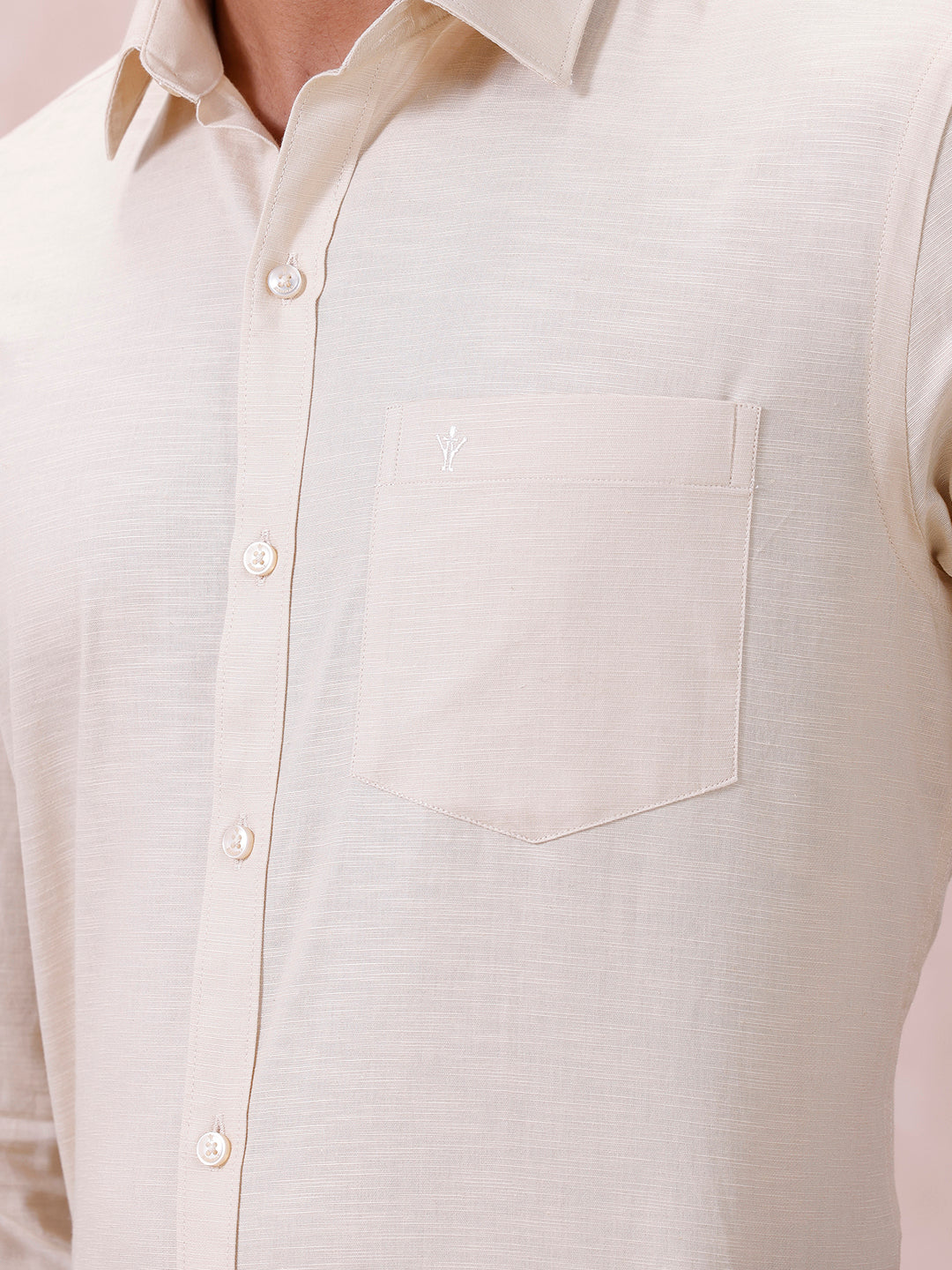 Men Cotton Rich Shirt LT Beige T64 ANT6