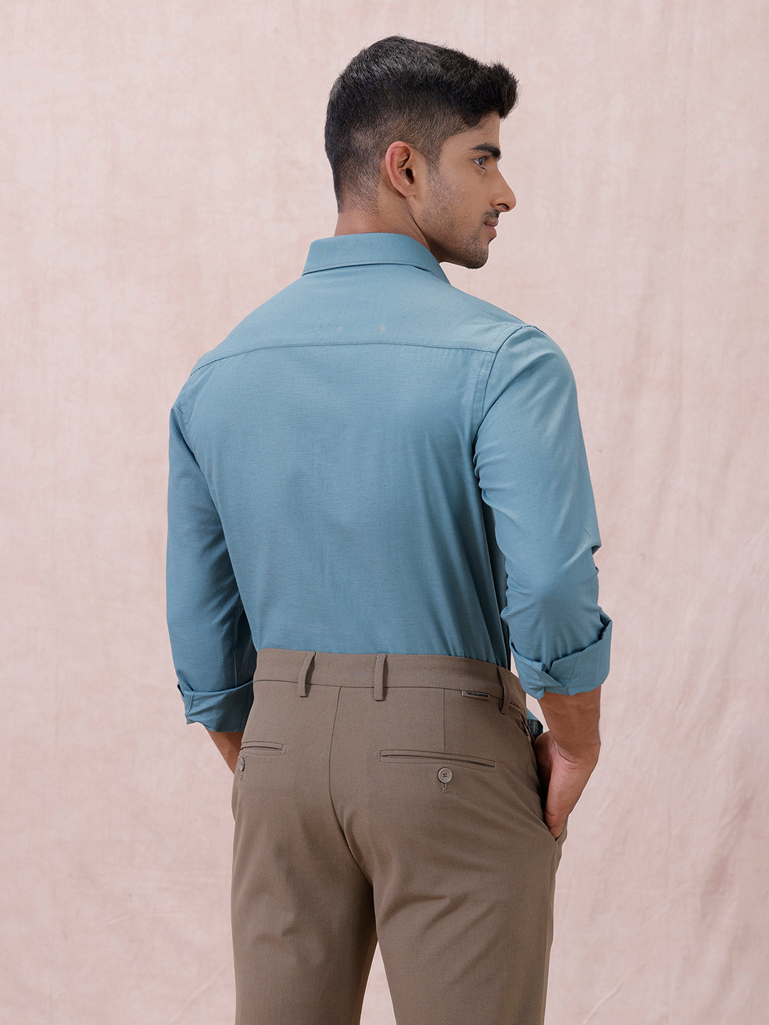 Men Cotton Rich Shirt DK Teal Green T64 ANT7