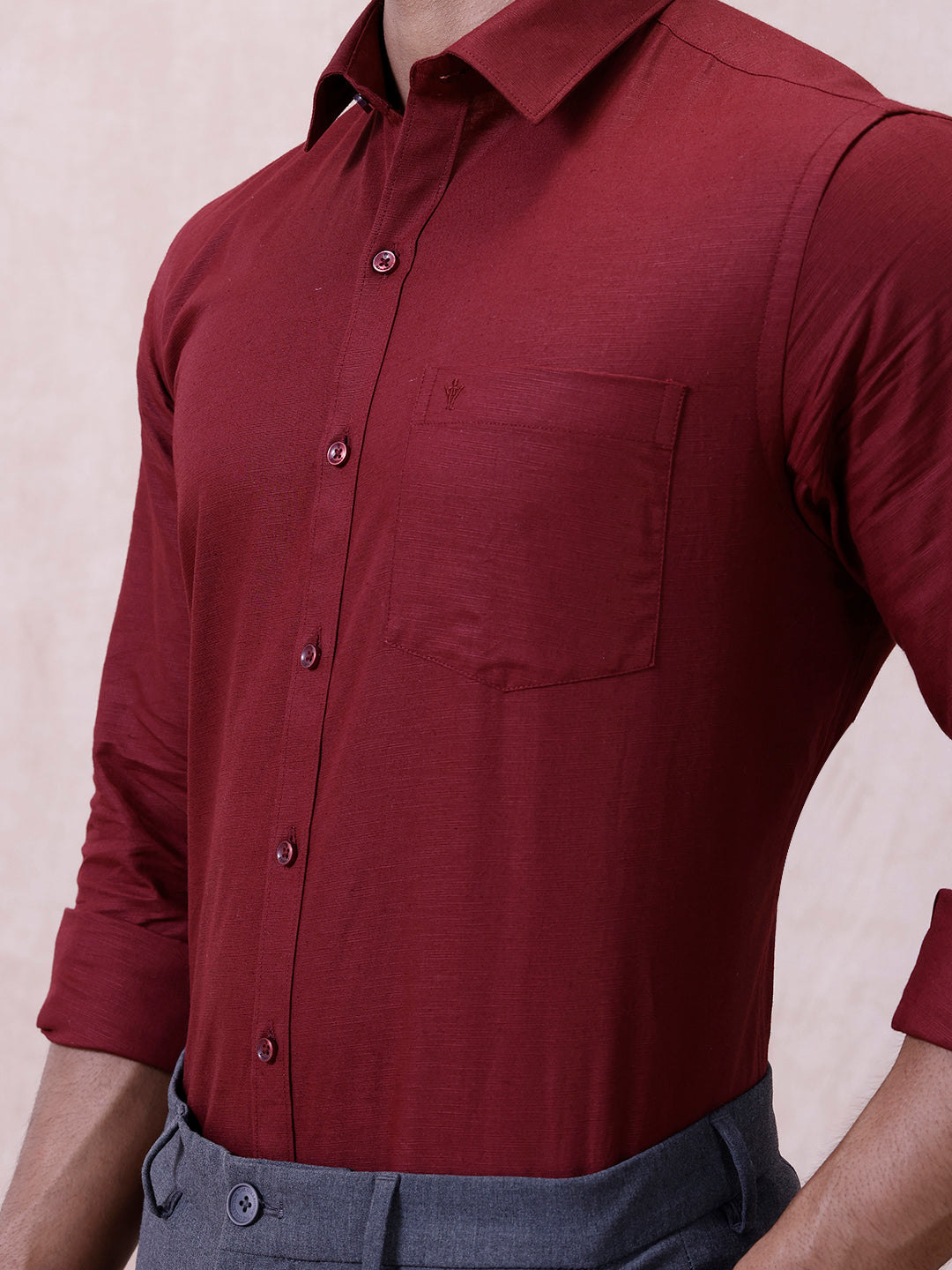 Men Cotton Rich Shirt DK Berry Red T64 ANT8