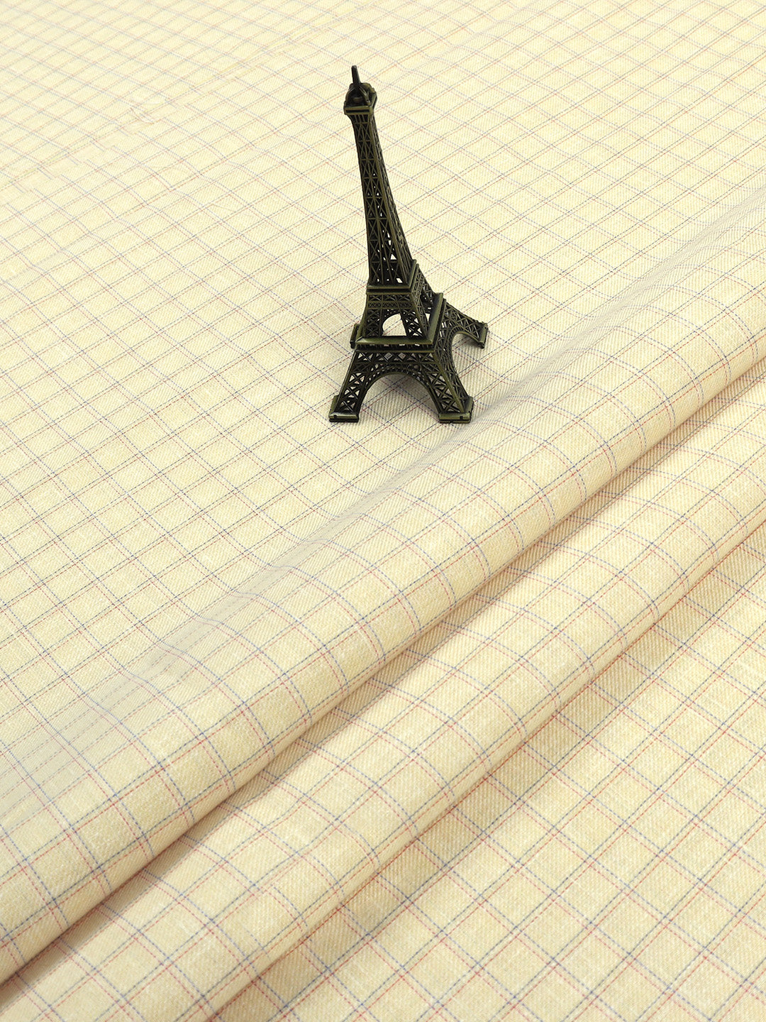 Cotton Colour Checked Shirt Fabric Sandal Elight Gold-Close view