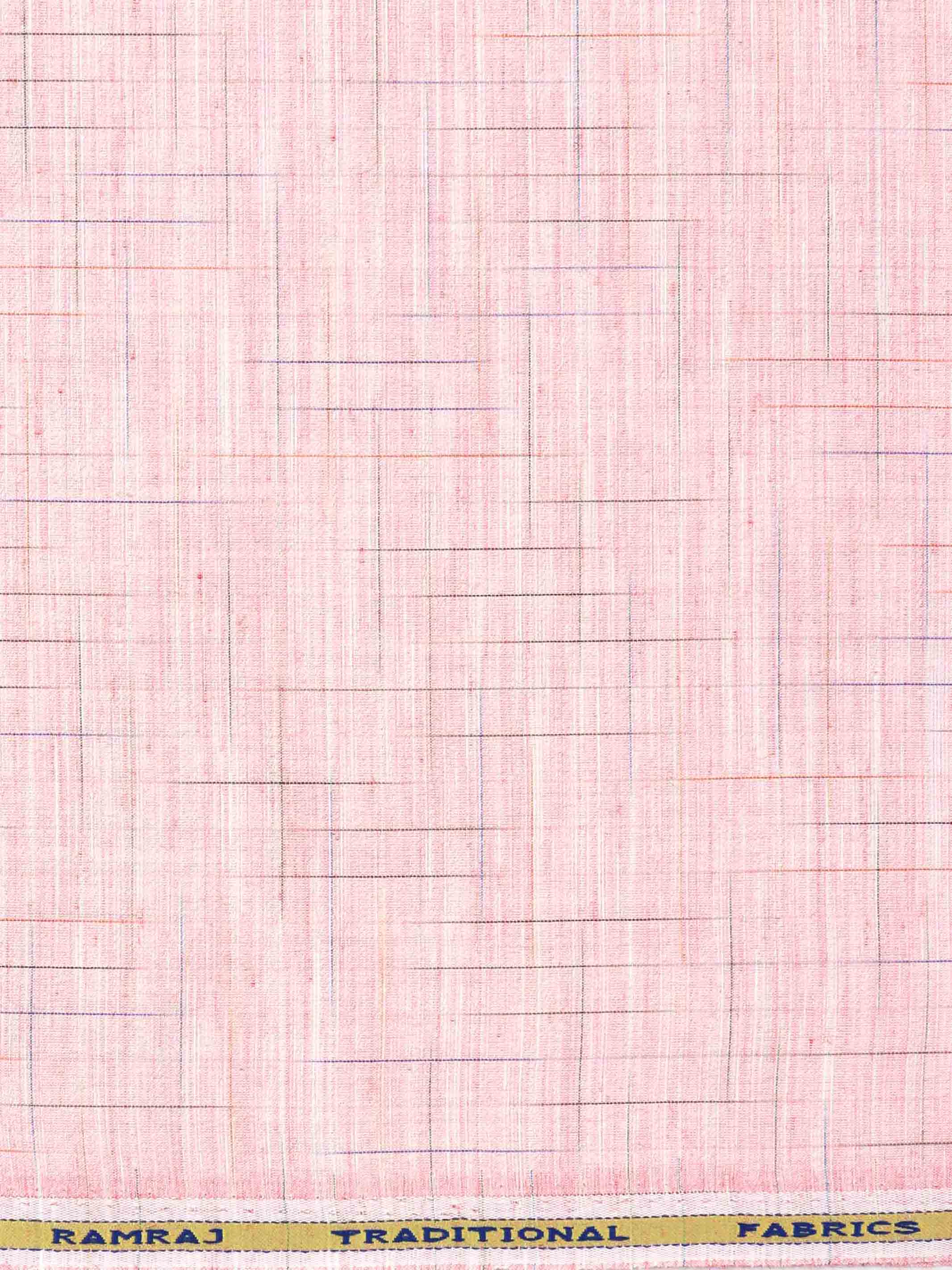 Cotton Rich Checked Shirt Fabric Pink Galaxy Art