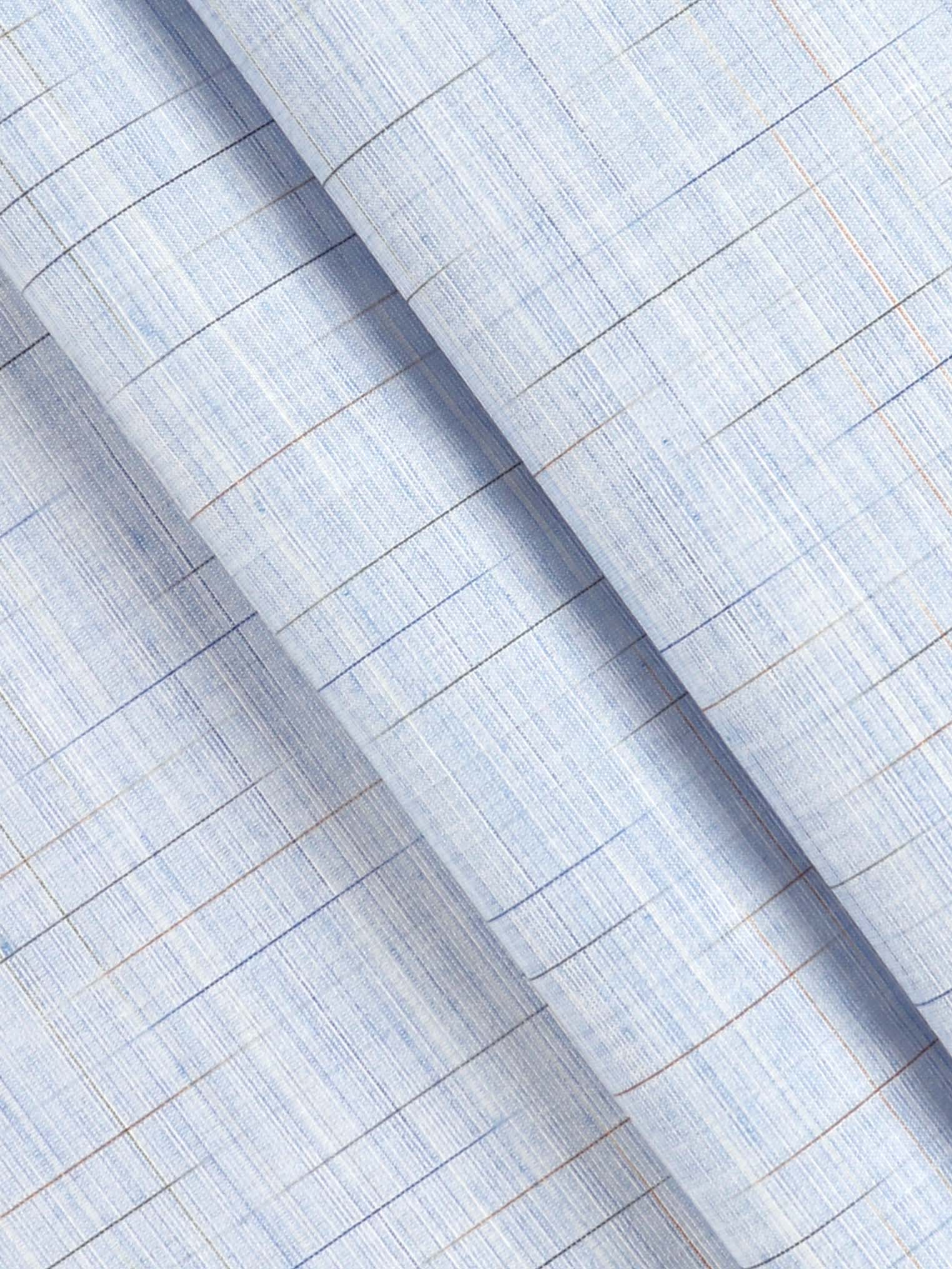 Cotton Rich Checked Shirt Fabric Blue Galaxy Art