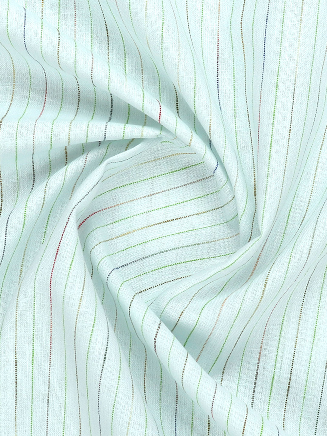 Cotton Rich Striped Shirt Fabric Lite Green High Style