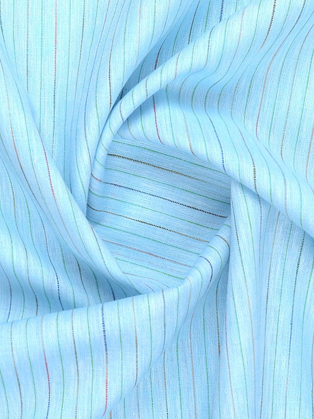 Cotton Rich Striped Shirt Fabric Blue High Style