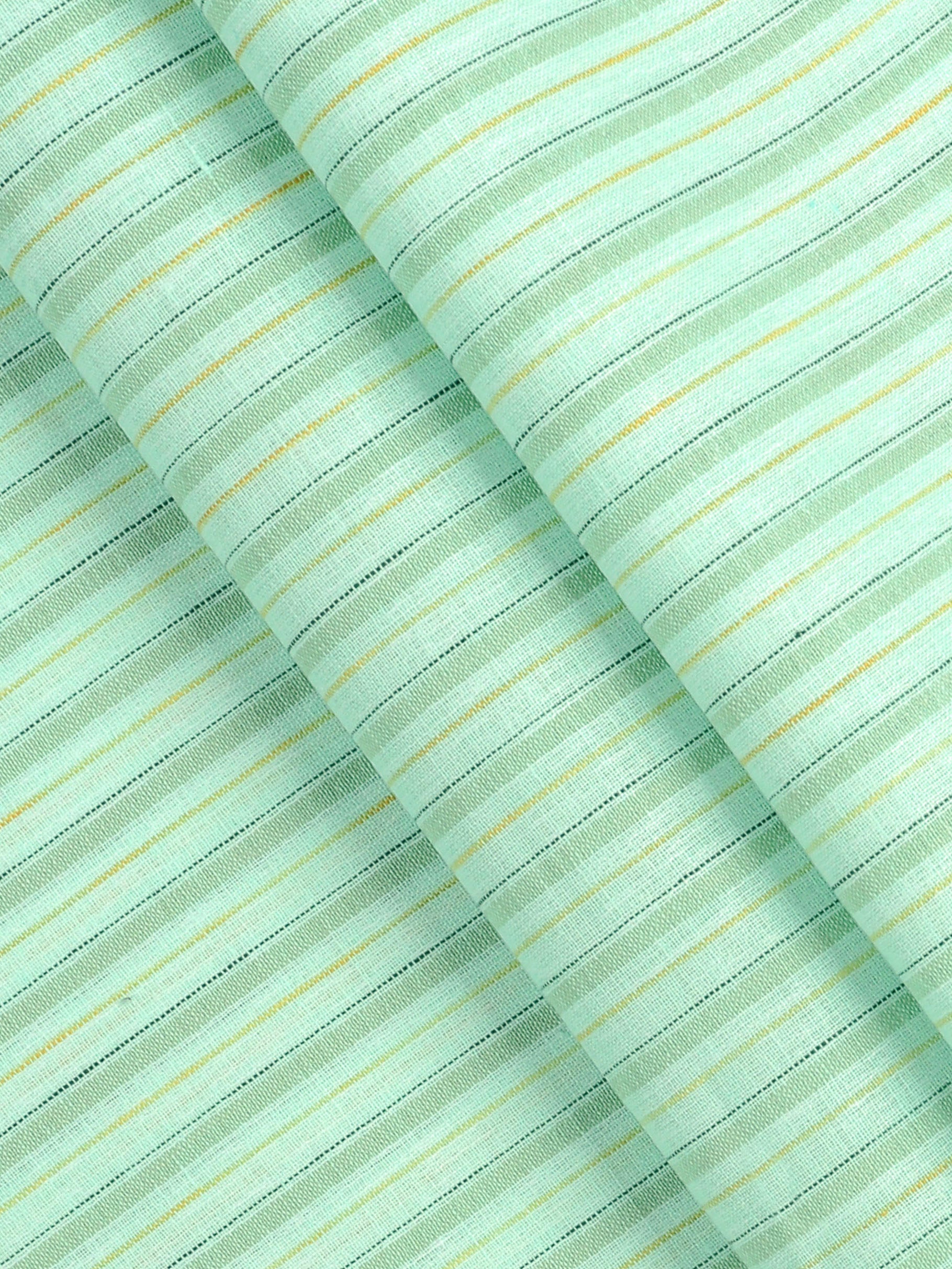 Mens Cotton Rich Striped Shirting Fabric Green High Style