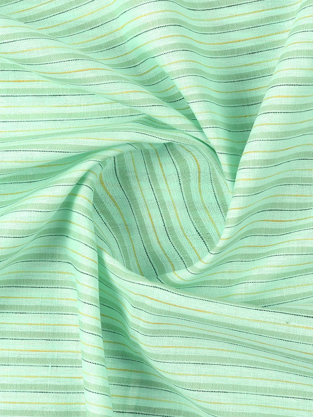 Mens Cotton Rich Striped Shirting Fabric Green High Style