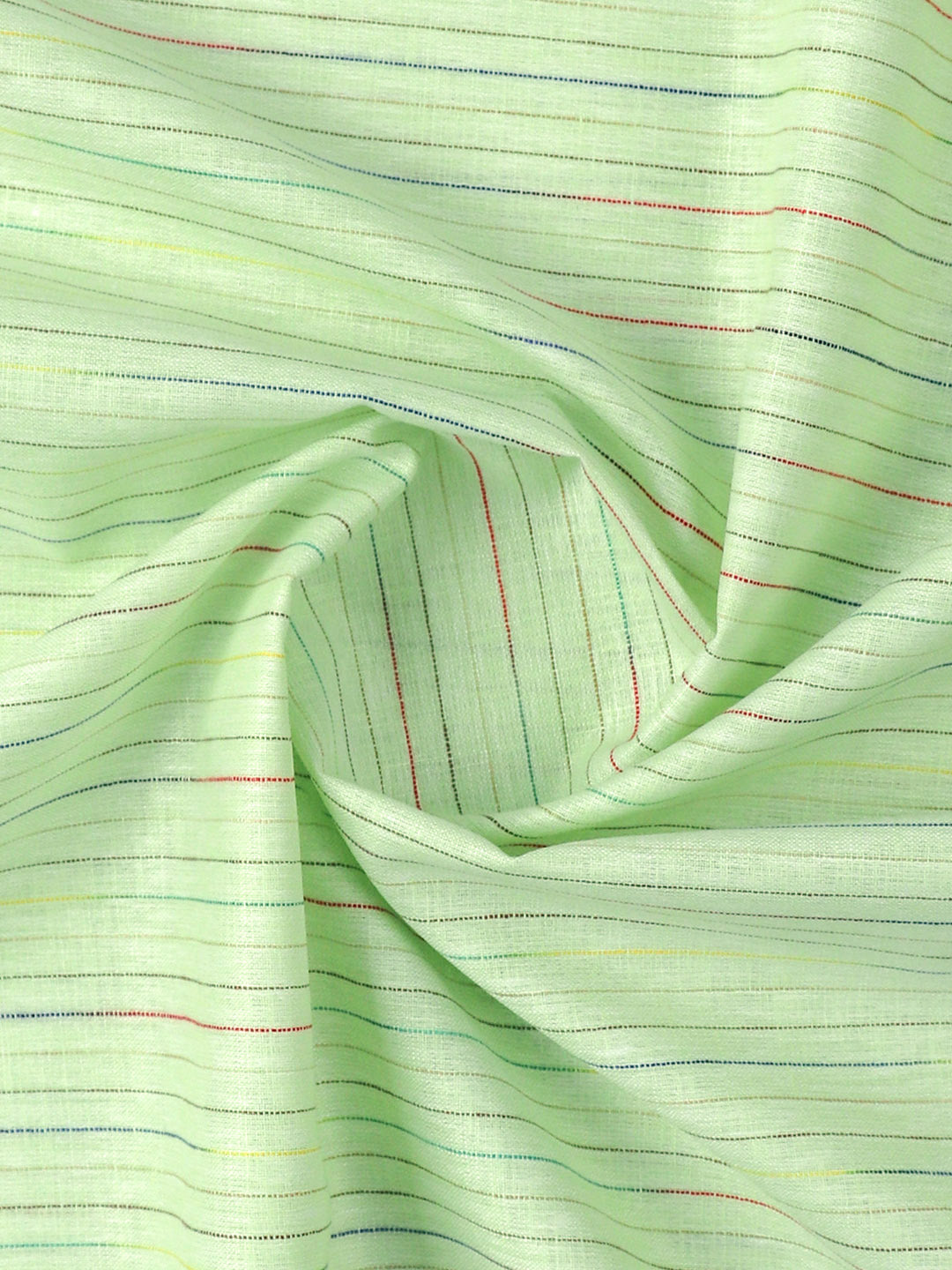 Mens Cotton Rich Striped Shirting Fabric Green High Style