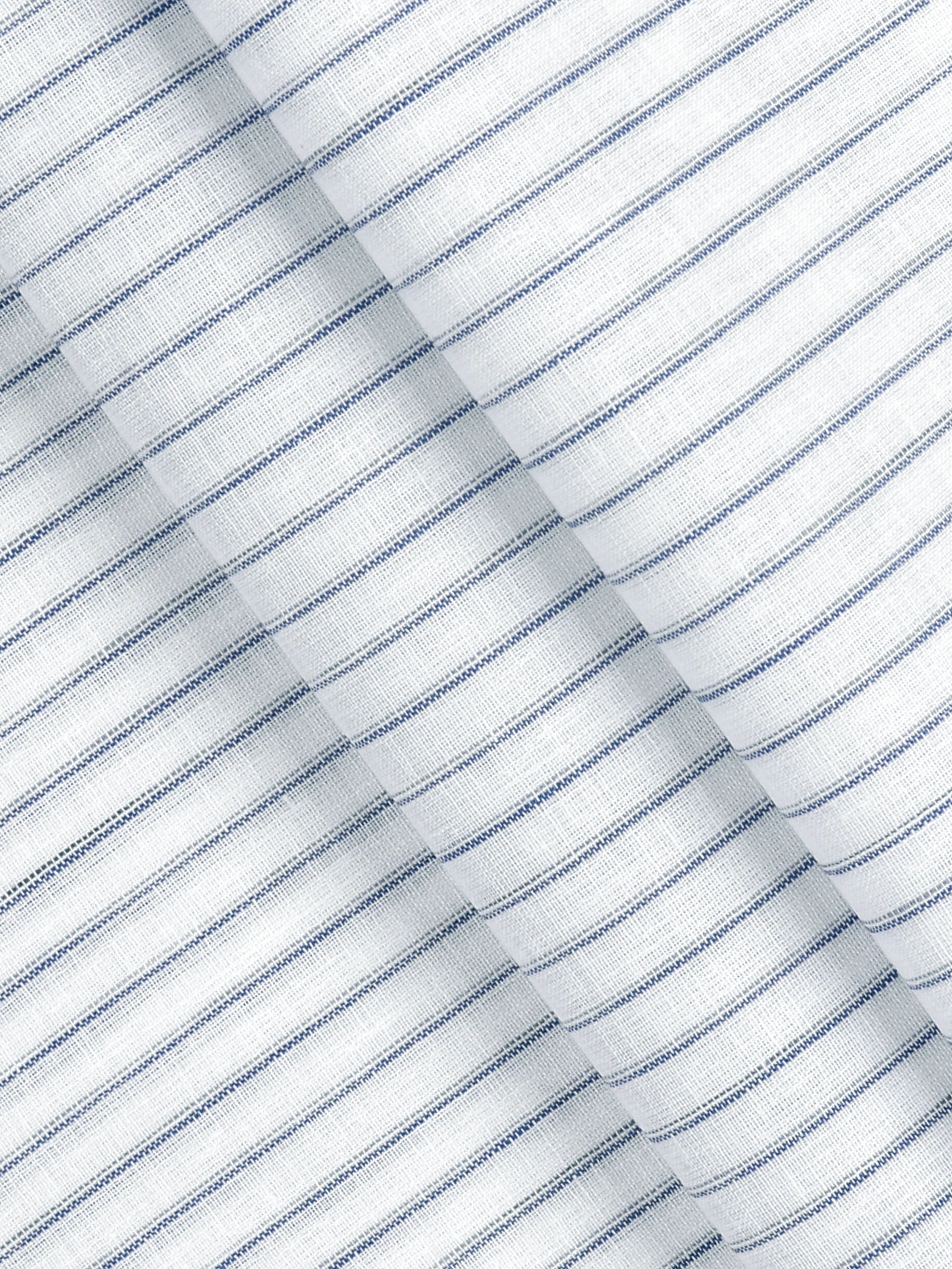 Mens Cotton Rich Striped Shirting Fabric White with Blue High Style