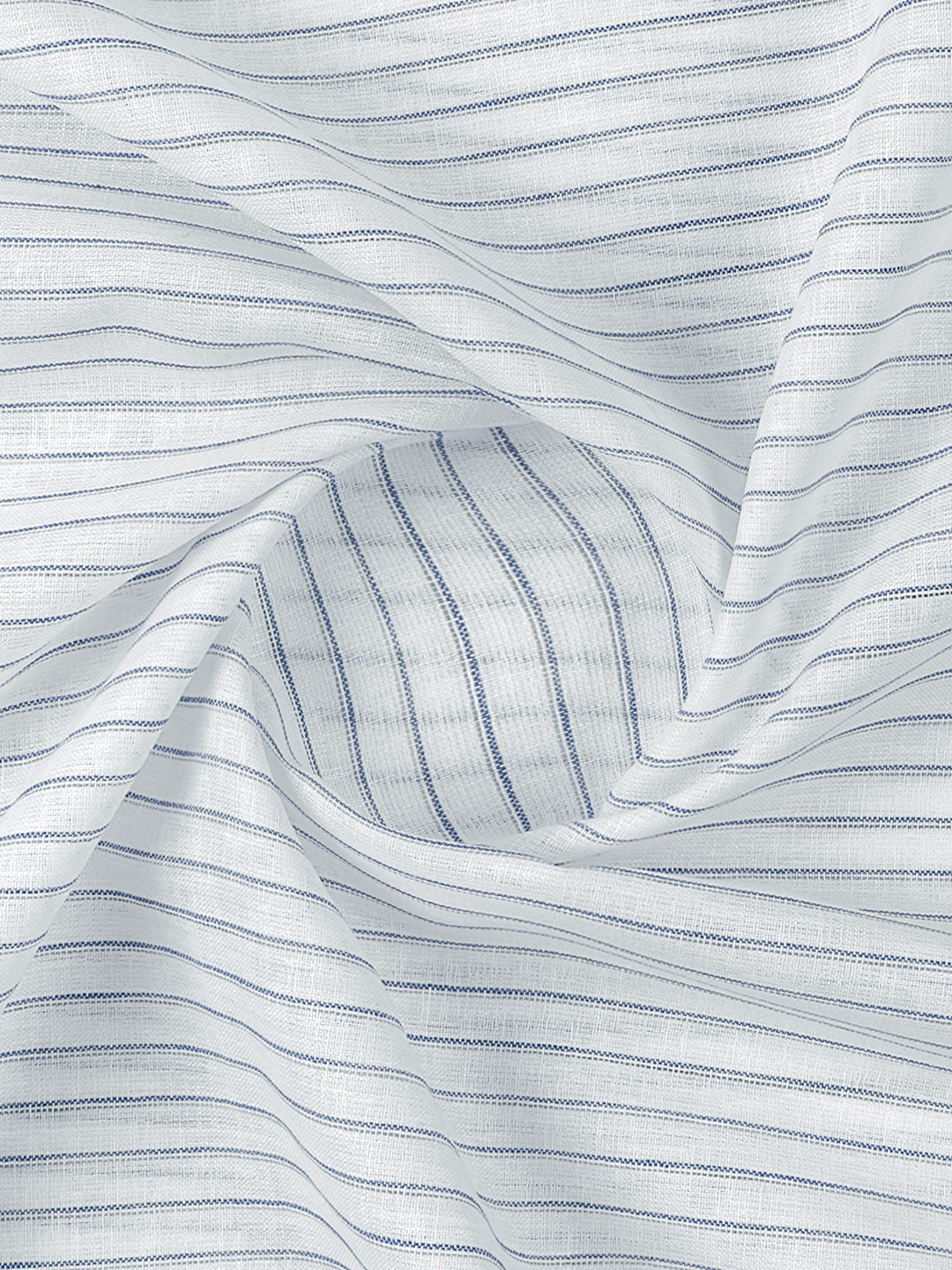 Mens Cotton Rich Striped Shirting Fabric White with Blue High Style