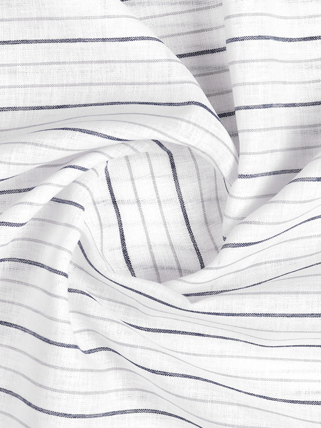 Mens Cotton Rich Striped Shirting Fabric White with Blue High Style