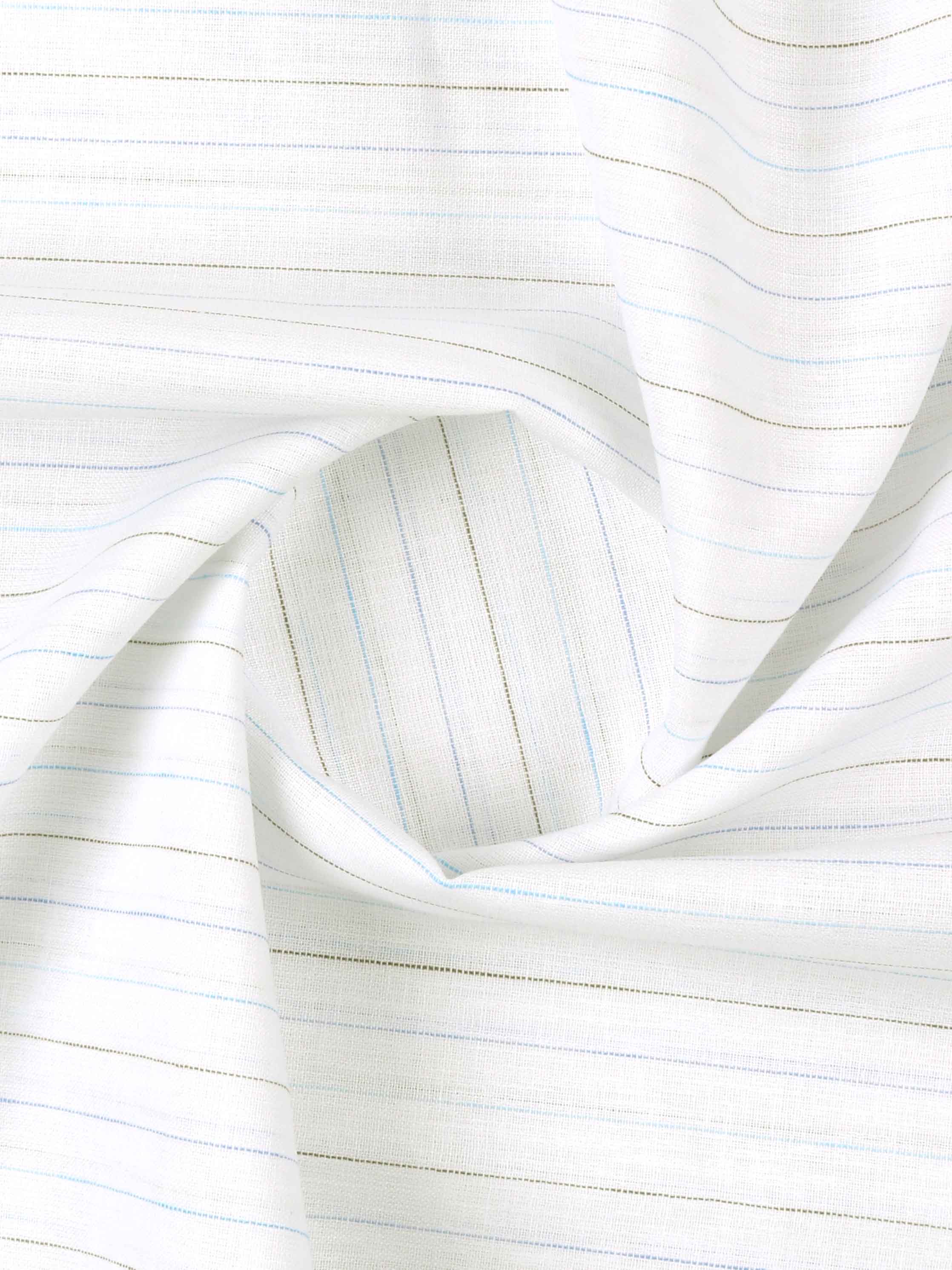 Mens Cotton Rich Striped Shirt Fabric White with Blue High Style