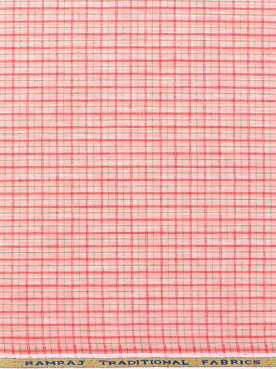 Cotton Pink Colour Checked Shirt Fabric Candy Colour