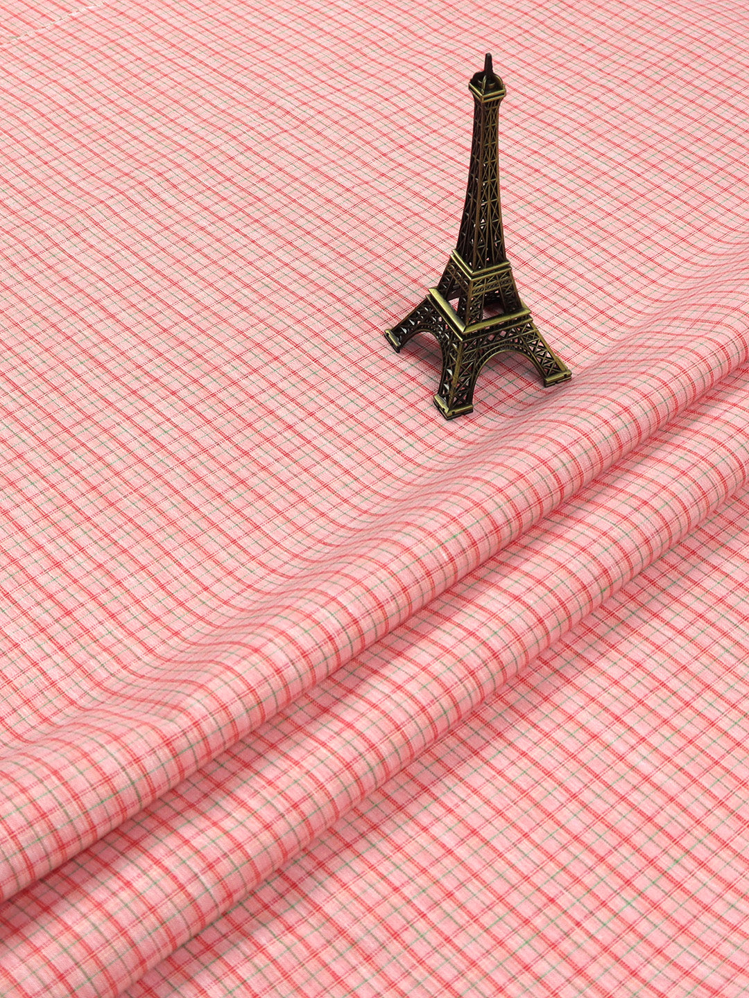 Cotton Pink Checked Colour Shirt Fabric Infinity-Close view