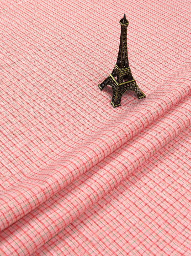Cotton Pink Checked Colour Shirt Fabric Infinity