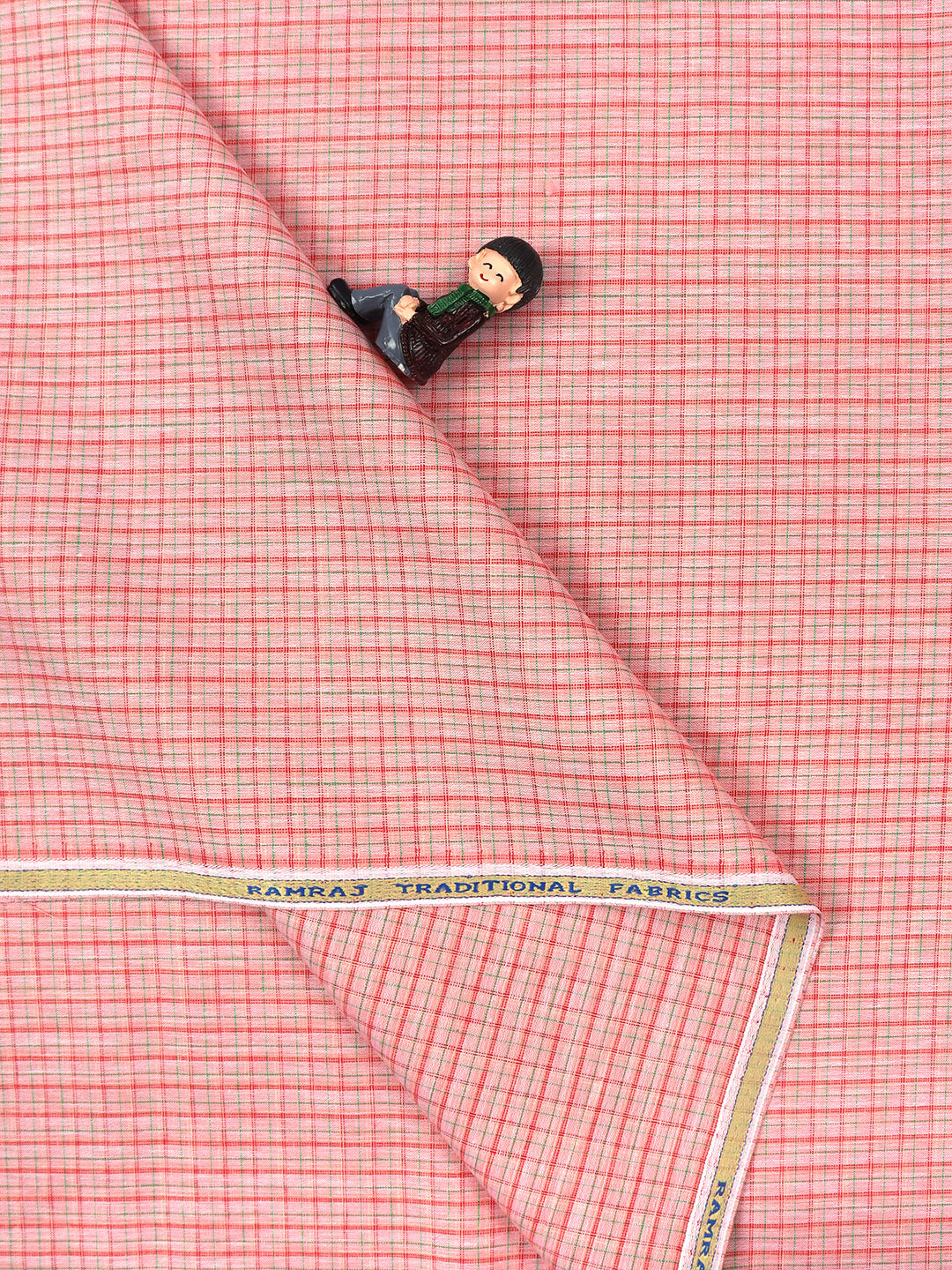 Cotton Pink Colour Checked Shirt Fabric Candy Colour