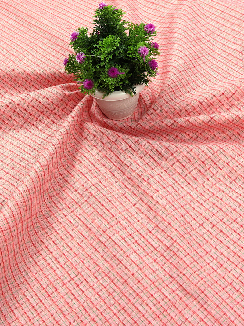Cotton Pink Checked Colour Shirt Fabric Infinity