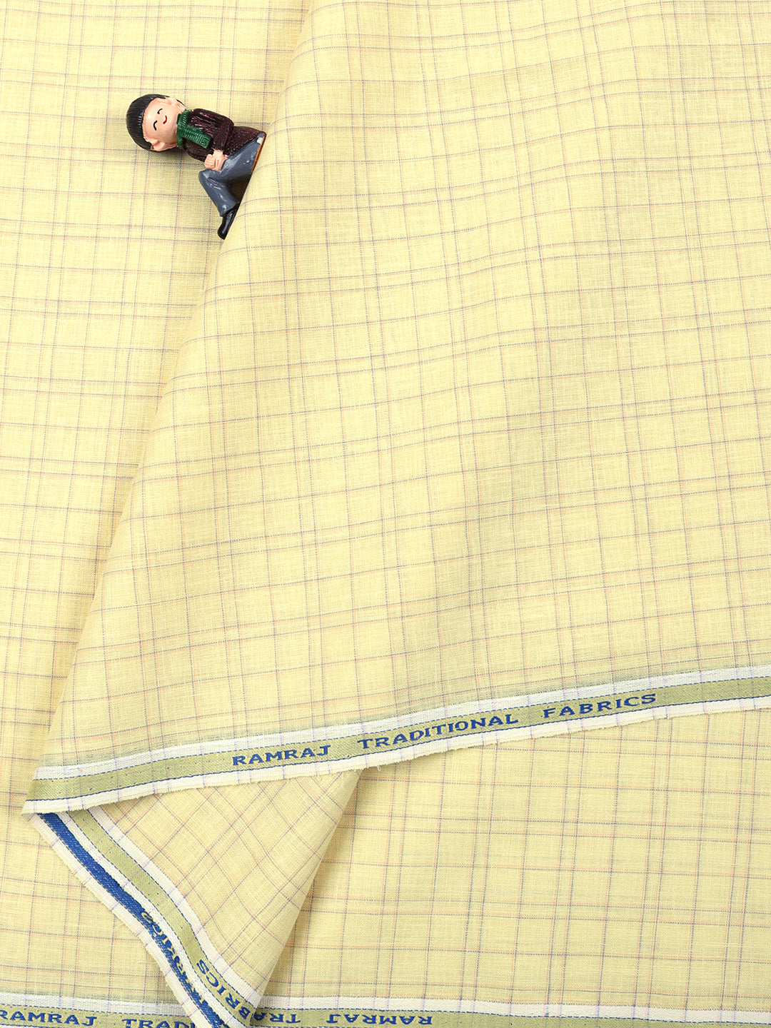 Cotton Colour Checked Yellow Shirting Fabric High Style-Double side view