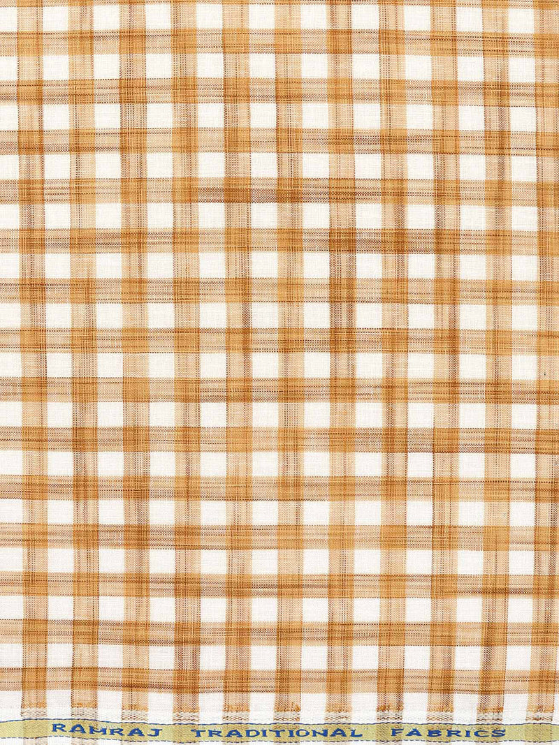 Cotton Brown & White Checked Colour Shirt Fabric Infinity