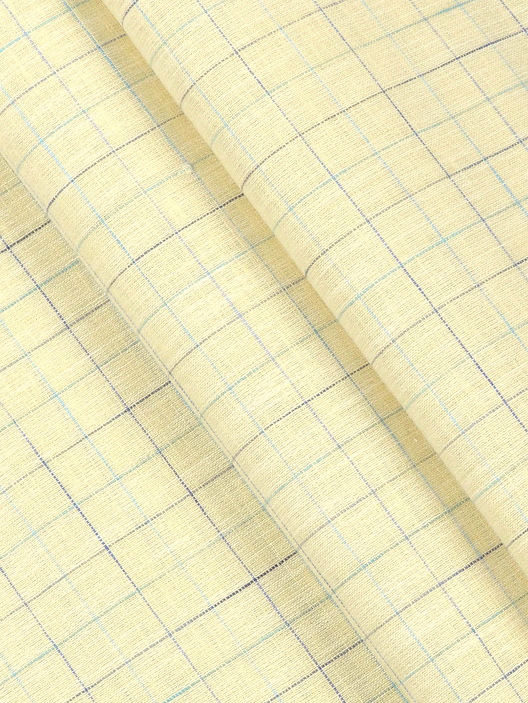 Cotton Yellow & Blue Checked Colour Shirt Fabric Infinity-Pattern view