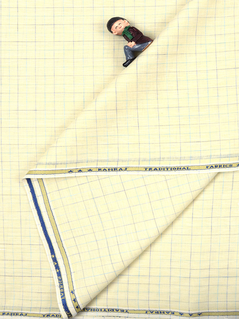 Cotton Yellow & Blue Checked Colour Shirt Fabric Infinity