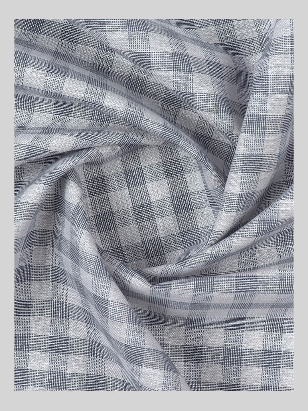 Men Cotton Rich Grey Checked Shirt Fabric High Style