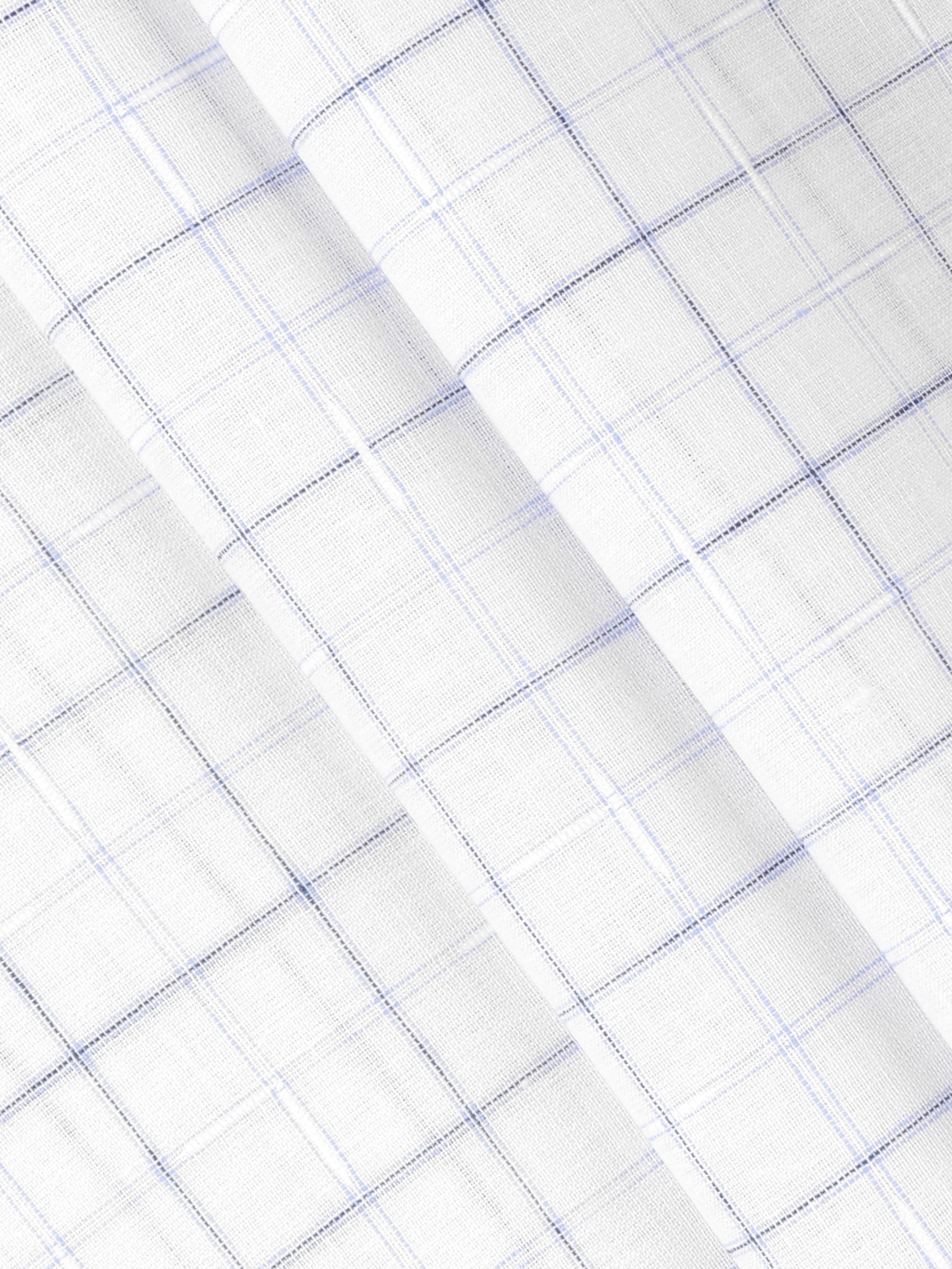 Mens Cotton Rich Checked Shirt Fabric White with Blue High Style