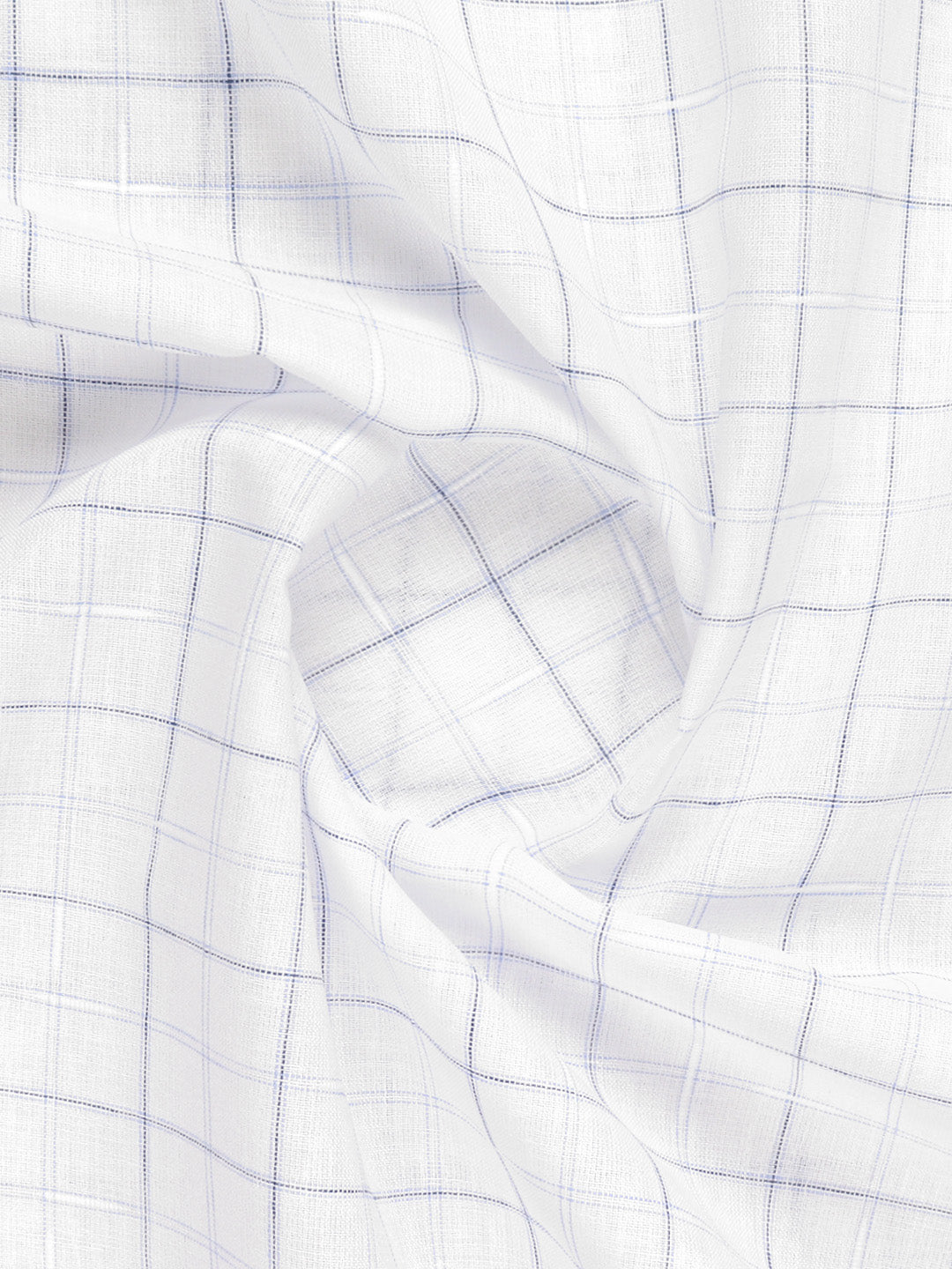 Mens Cotton Rich Checked Shirt Fabric White with Blue High Style