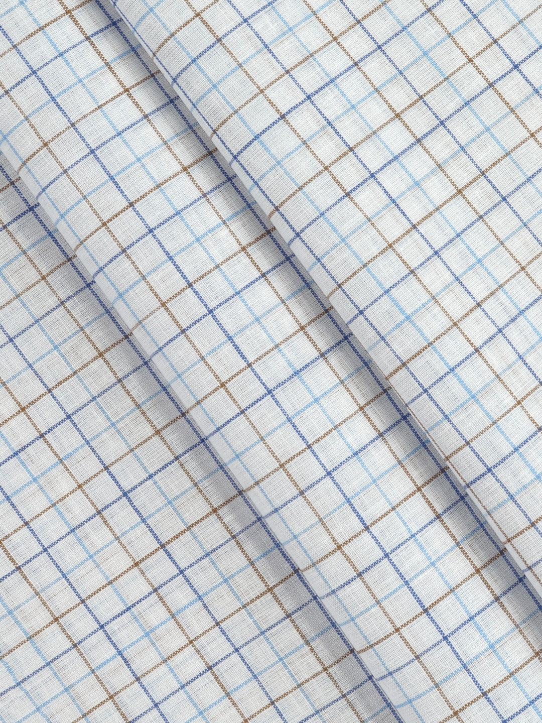 Men Cotton Rich Checked Shirt Fabric White with Blue High Style