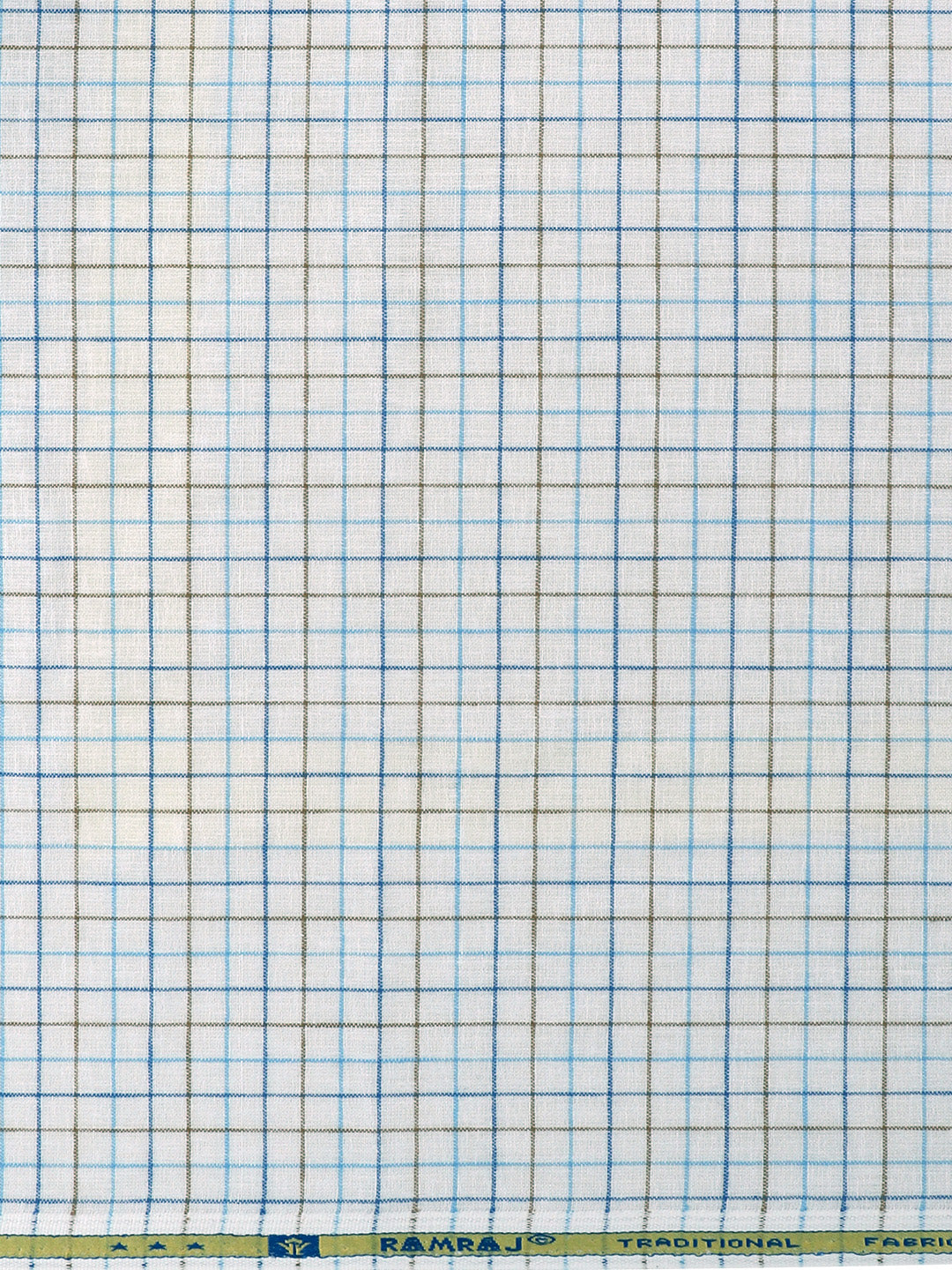 Men Cotton Rich Checked Shirt Fabric White with Blue High Style