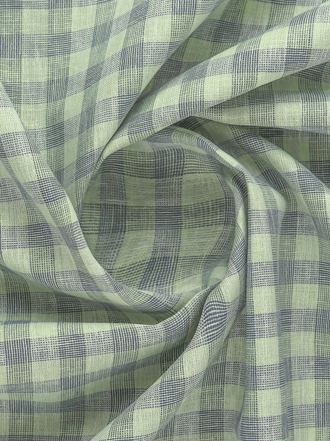 Men Cotton Rich Checked Green Shirt Fabric High Style