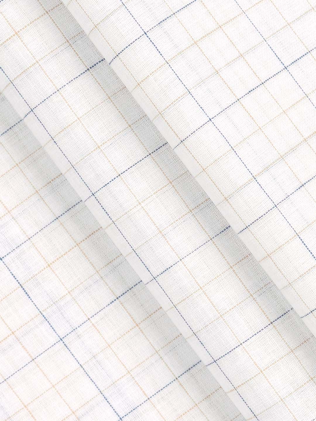 Mens Cotton Rich Checked Shirt Fabric White with Blue High Style