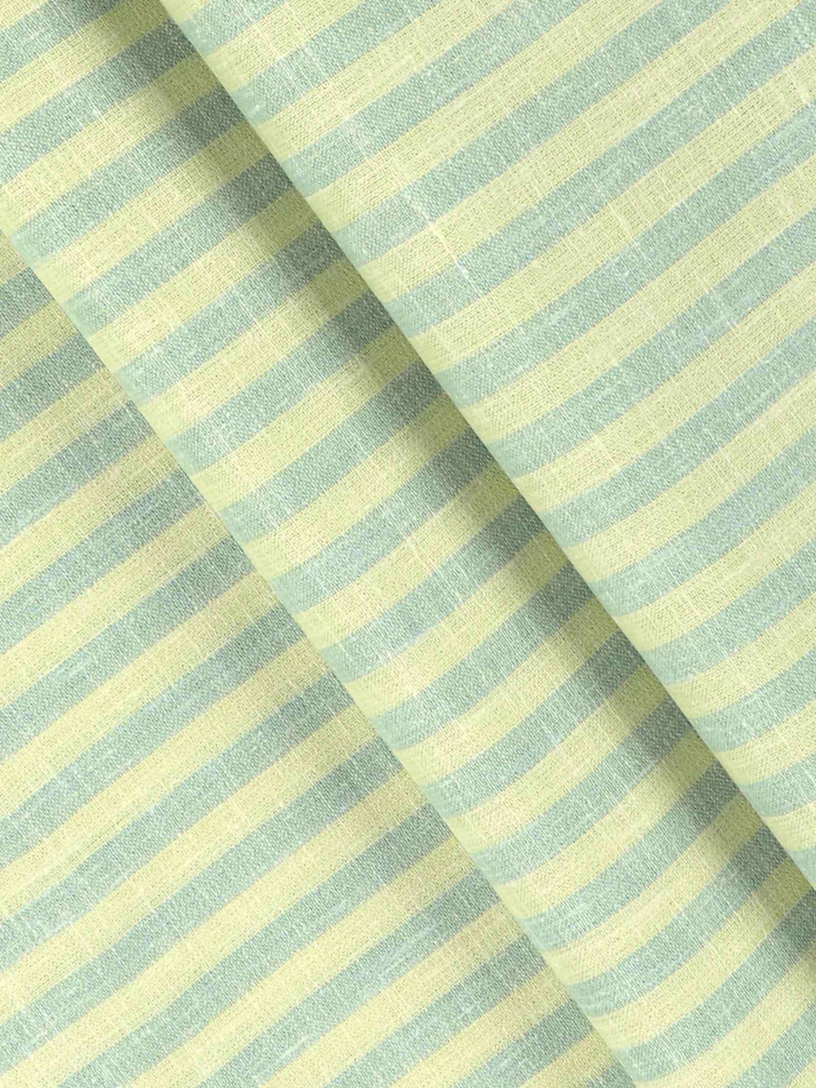 Mens Cotton Striped Shirt Fabric Yellow with Green Elight Gold