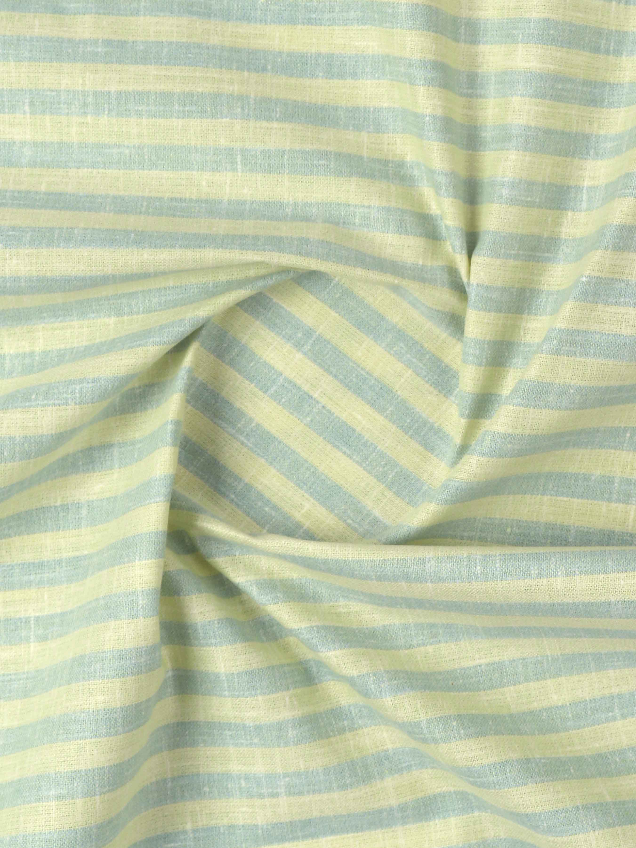 Mens Cotton Striped Shirt Fabric Yellow with Green Elight Gold