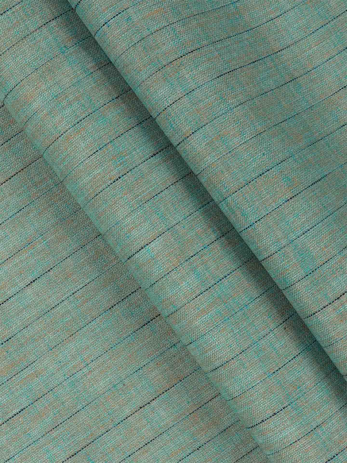 Cotton Green Colour Striped Shirt Fabric Galaxy Art